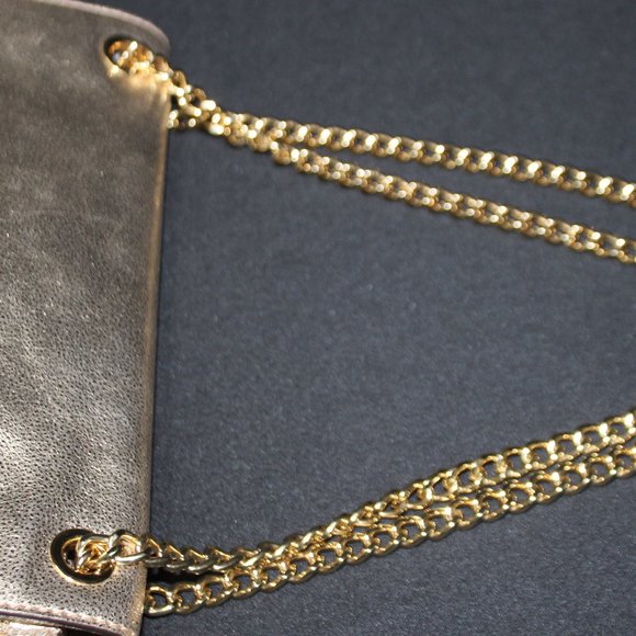NWOT Michael Kors Gold Leather Shoulder Bag with Chain Strap - Picture 11 of 16